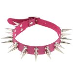Double Row Long Spiked Rivet Collar - Image 4
