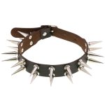 Double Row Long Spiked Rivet Collar - Image 5