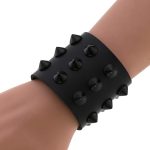 Three-row leather studded wide bracelet - Image 6