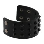 Three-row leather studded wide bracelet - Image 7