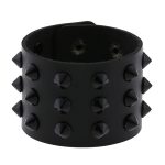 Three-row leather studded wide bracelet - Image 9