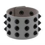 Three-row leather studded wide bracelet - Image 11