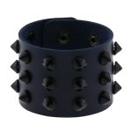 Three-row leather studded wide bracelet - Image 12