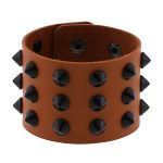 Three-row leather studded wide bracelet - Image 14
