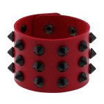 Three-row leather studded wide bracelet - Image 2