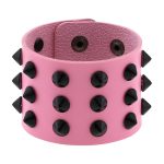 Three-row leather studded wide bracelet - Image 3