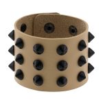 Three-row leather studded wide bracelet - Image 5