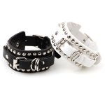 Rivet Wide Cuff Leather Bracelet - Image 6