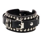 Rivet Wide Cuff Leather Bracelet - Image 7