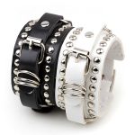 Rivet Wide Cuff Leather Bracelet - Image 2
