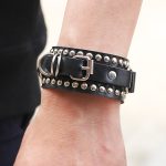 Rivet Wide Cuff Leather Bracelet - Image 3