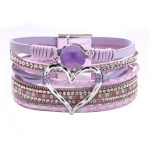 Heart Shape and Rhinestone PU Bracelet - Image 7