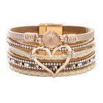 Heart Shape and Rhinestone PU Bracelet - Image 8