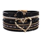 Heart Shape and Rhinestone PU Bracelet - Image 11