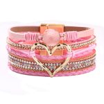 Heart Shape and Rhinestone PU Bracelet - Image 3