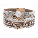 Heart Shape and Rhinestone PU Bracelet - Image 4