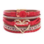 Heart Shape and Rhinestone PU Bracelet - Image 5