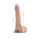 9'' Sliding Skin Dual Layer Dong- Whole testicles Balls - Image 2